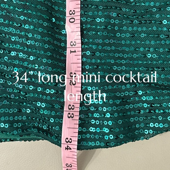 EAST COAST BELLA Green Sequin Cocktail Dress Sleeveless Tie Back Mini Women Sz M - Picture 16 of 16